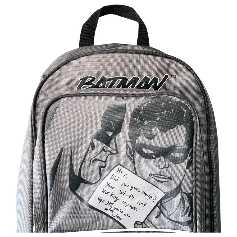 Six Flags Batman Backpack Black Grey Kids